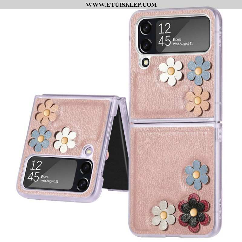 Etui do Samsung Galaxy Z Flip 4 Etui Folio Kwiaty Ze Sztucznej Skóry